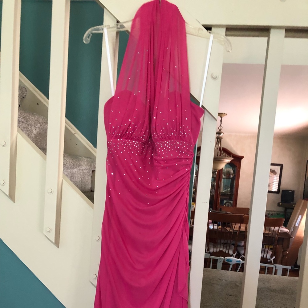 Pink jeweled halter dress